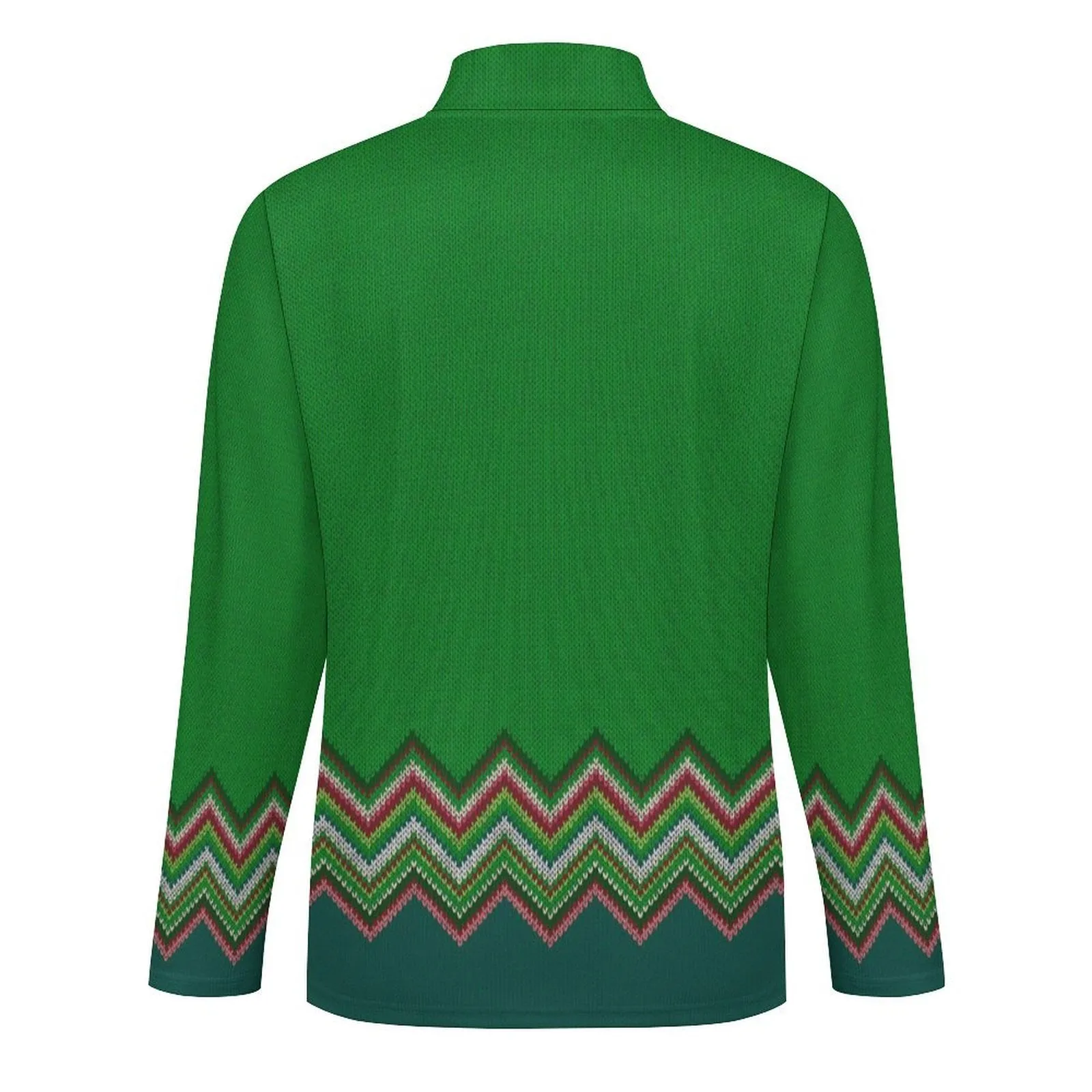 Custom Pet Photo Green Long Sleeve Men's Sweater Polos for Christmas