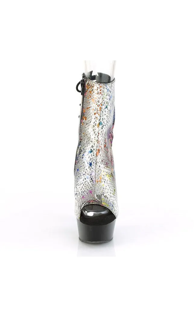 DELIGHT-1018SP Multi-Colour Snake Print Ankle Boots