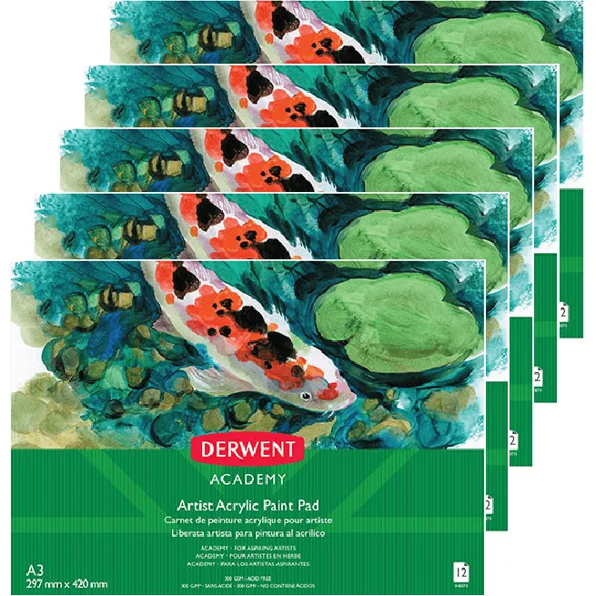 Derwent Academy Artist Acryclic Paint Pad Landscape 12 Sheets A3 5 Pack