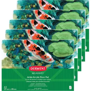 Derwent Academy Artist Acryclic Paint Pad Landscape 12 Sheets A3 5 Pack