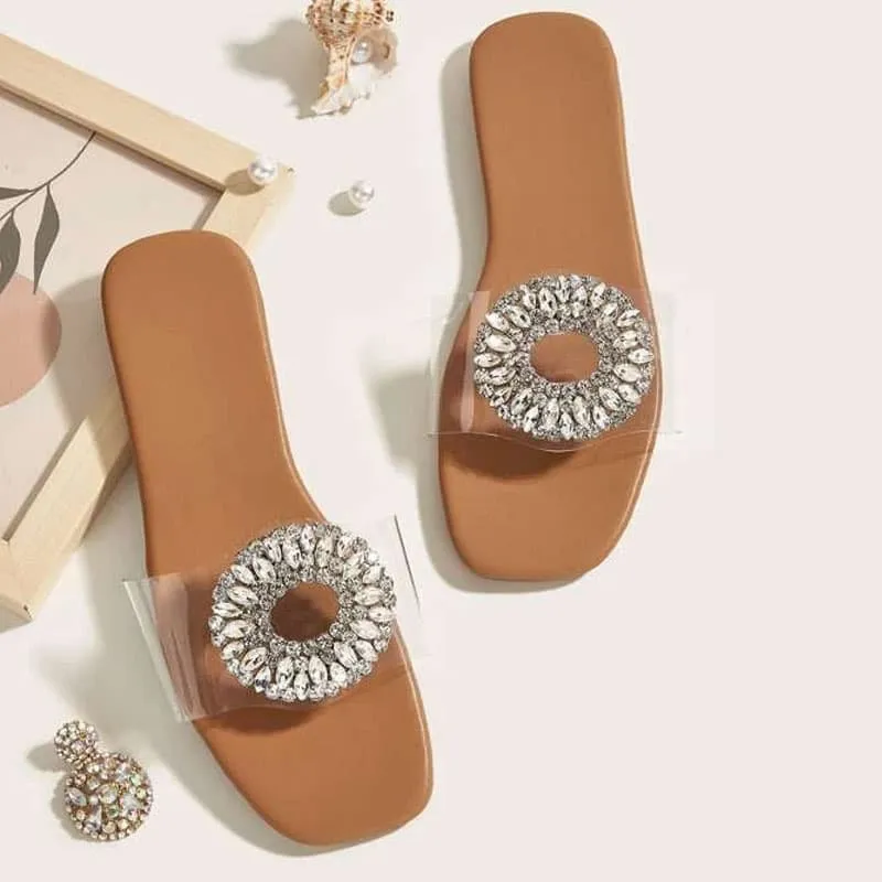 Embellished Flat Vinyl Sandals For Woman-#1021 #22