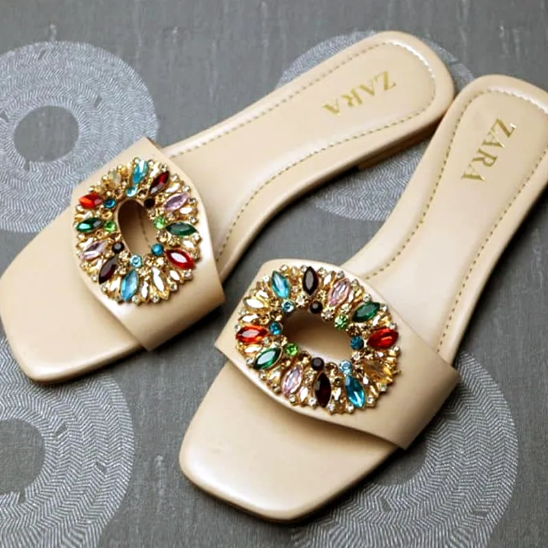 Embellished Flat Vinyl Sandals For Woman-#1021 #22