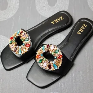 Embellished Flat Vinyl Sandals For Woman-#1021 #22