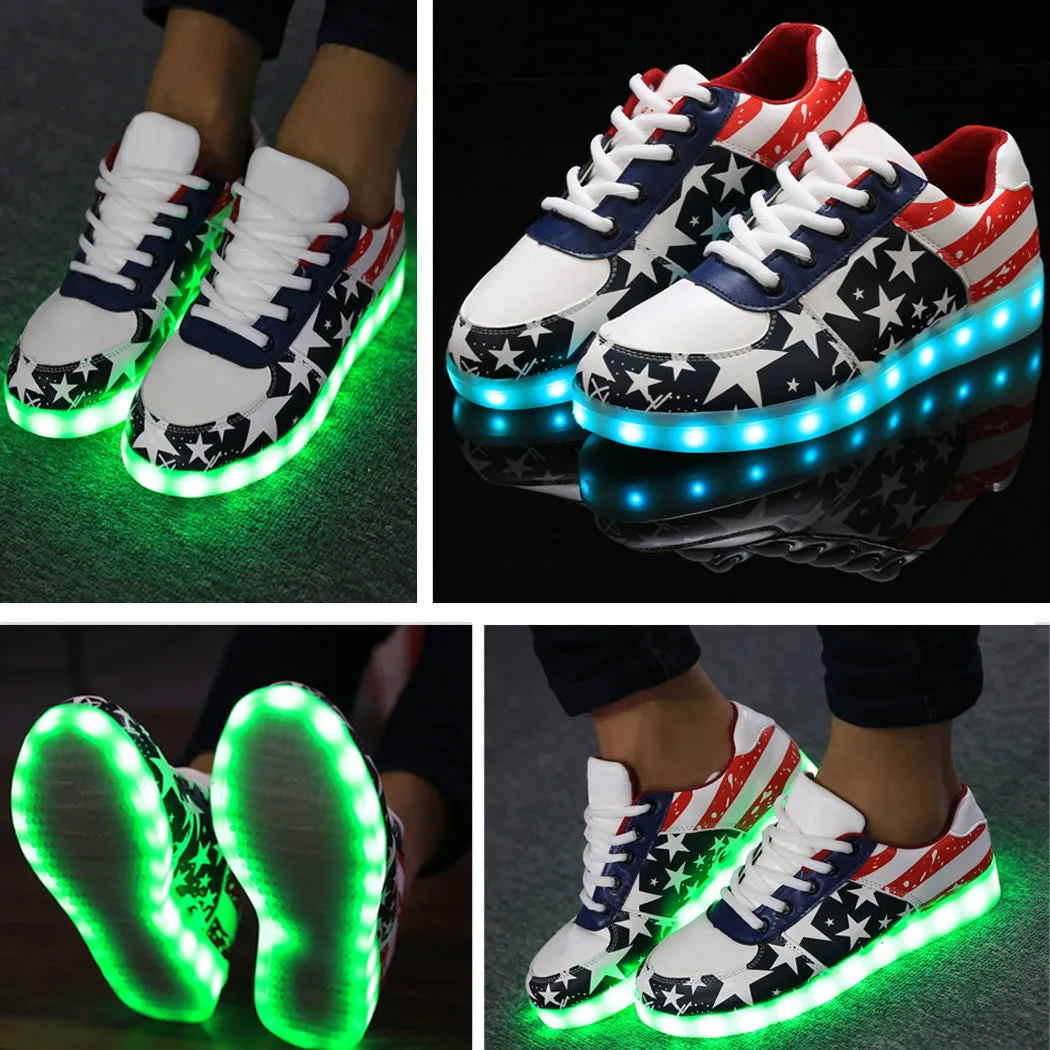 Fashion Unisex Lace Up LED Light Luminous Shoes Sportswear Sneaker Casual Shoes