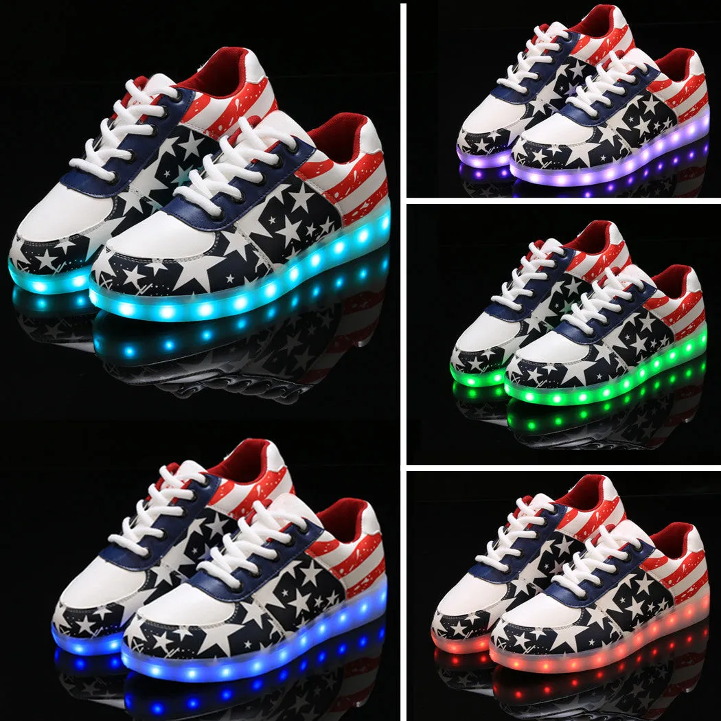 Fashion Unisex Lace Up LED Light Luminous Shoes Sportswear Sneaker Casual Shoes