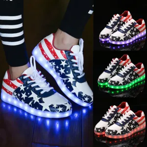 Fashion Unisex Lace Up LED Light Luminous Shoes Sportswear Sneaker Casual Shoes