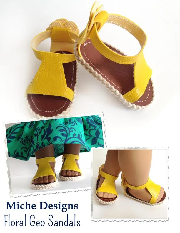 Floral Geo Sandals 18" Doll Shoe Pattern