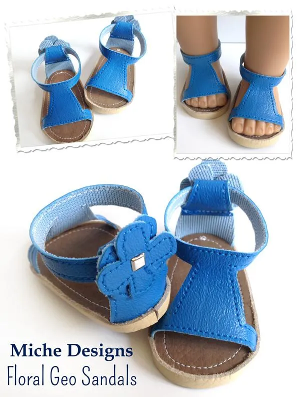 Floral Geo Sandals 18" Doll Shoe Pattern