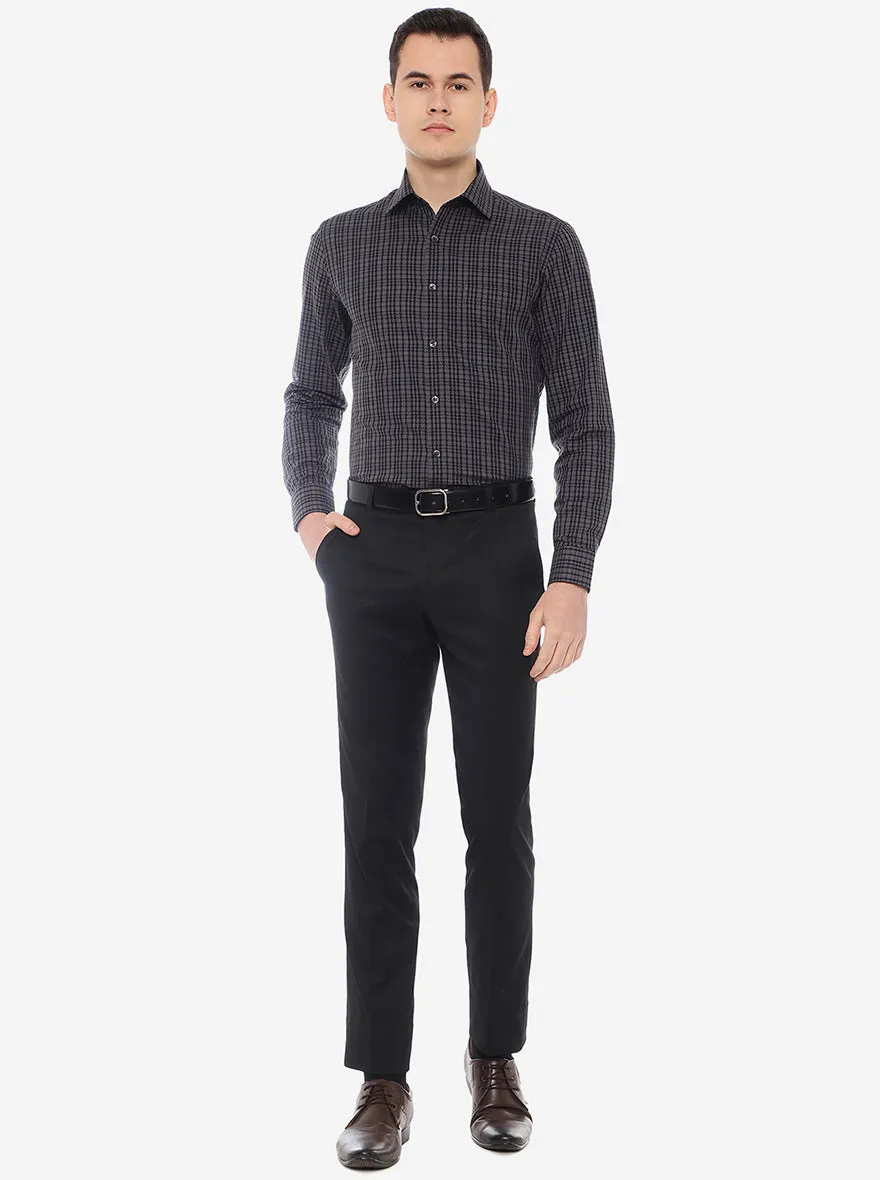 Grey Checked Slim Fit Formal Shirt | JadeBlue