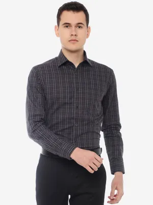 Grey Checked Slim Fit Formal Shirt | JadeBlue