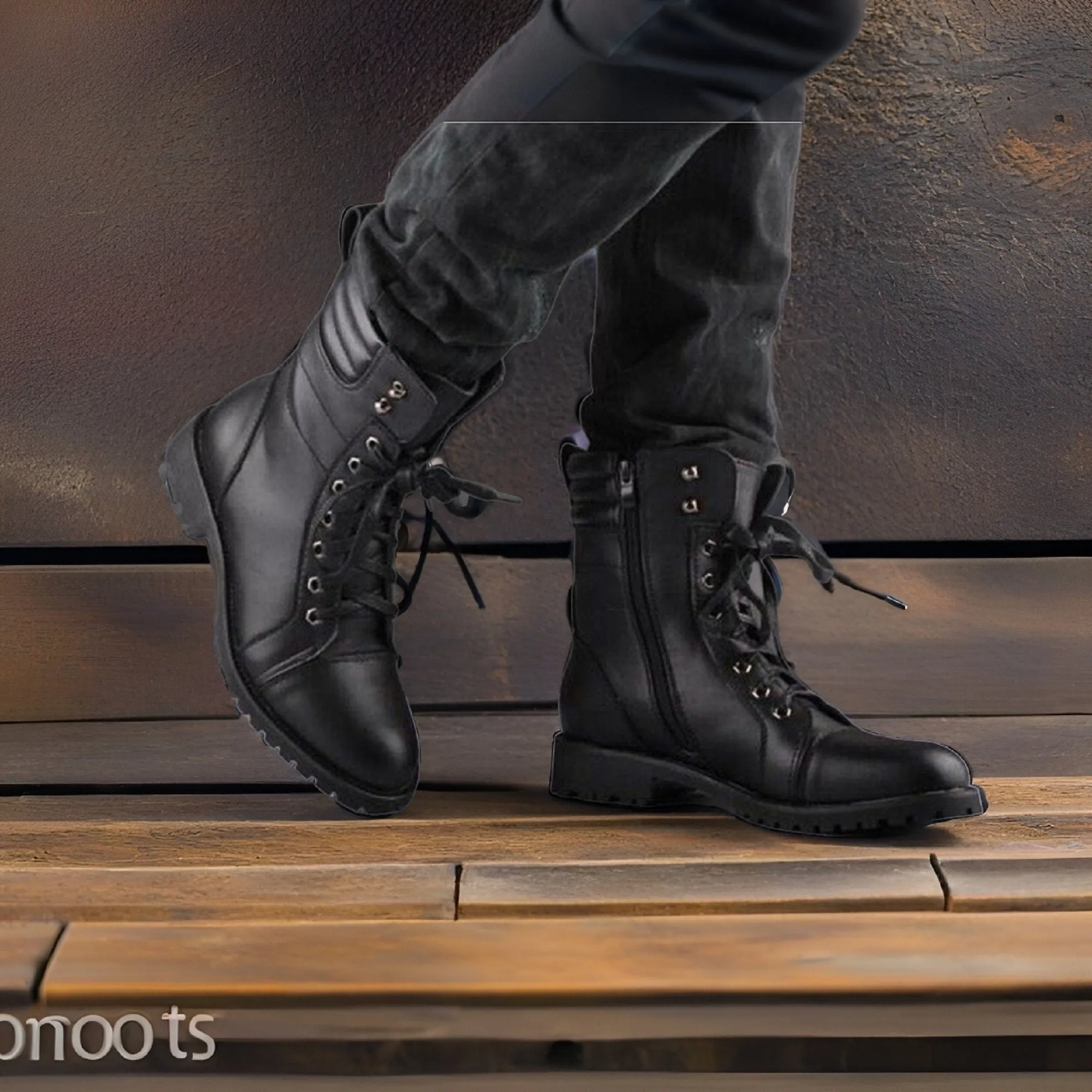 Handmade men black military boots, dress formal boots for men, leather lace up Boots Men