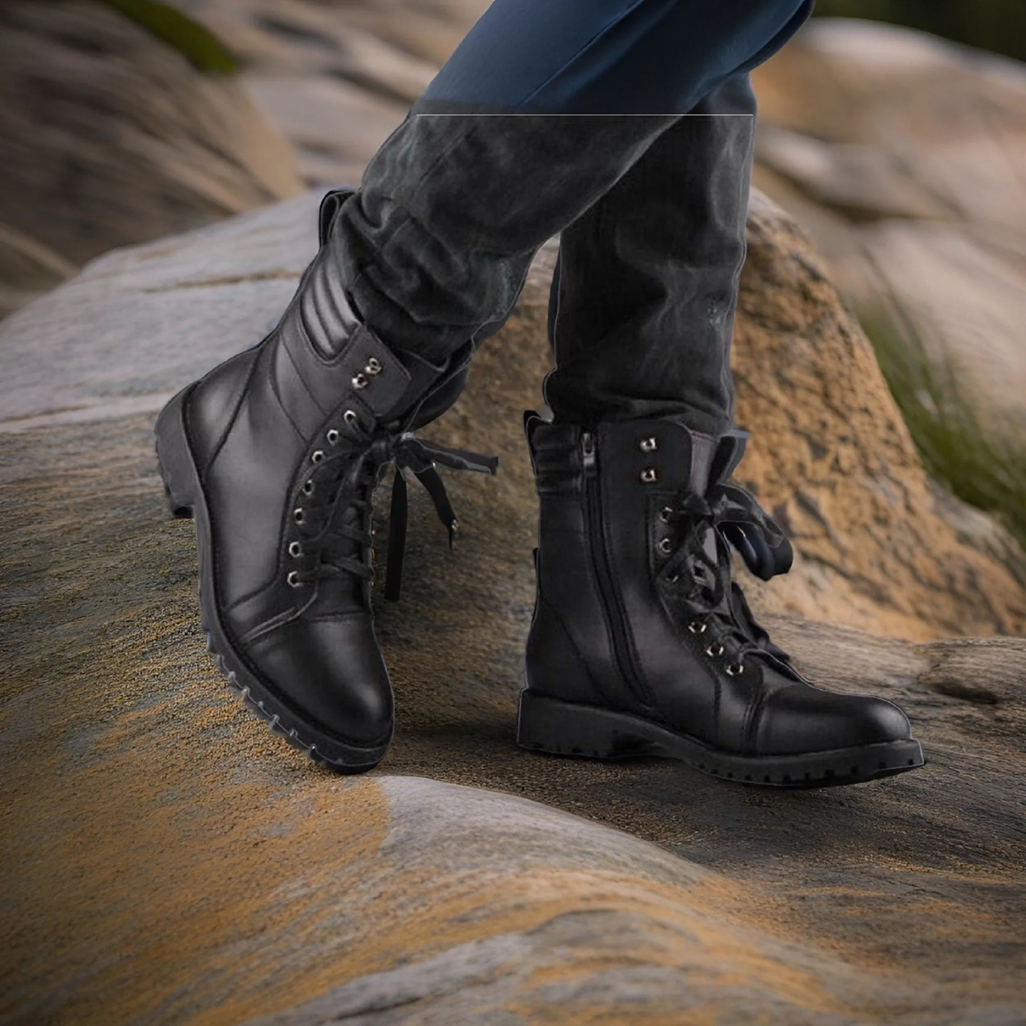 Handmade men black military boots, dress formal boots for men, leather lace up Boots Men