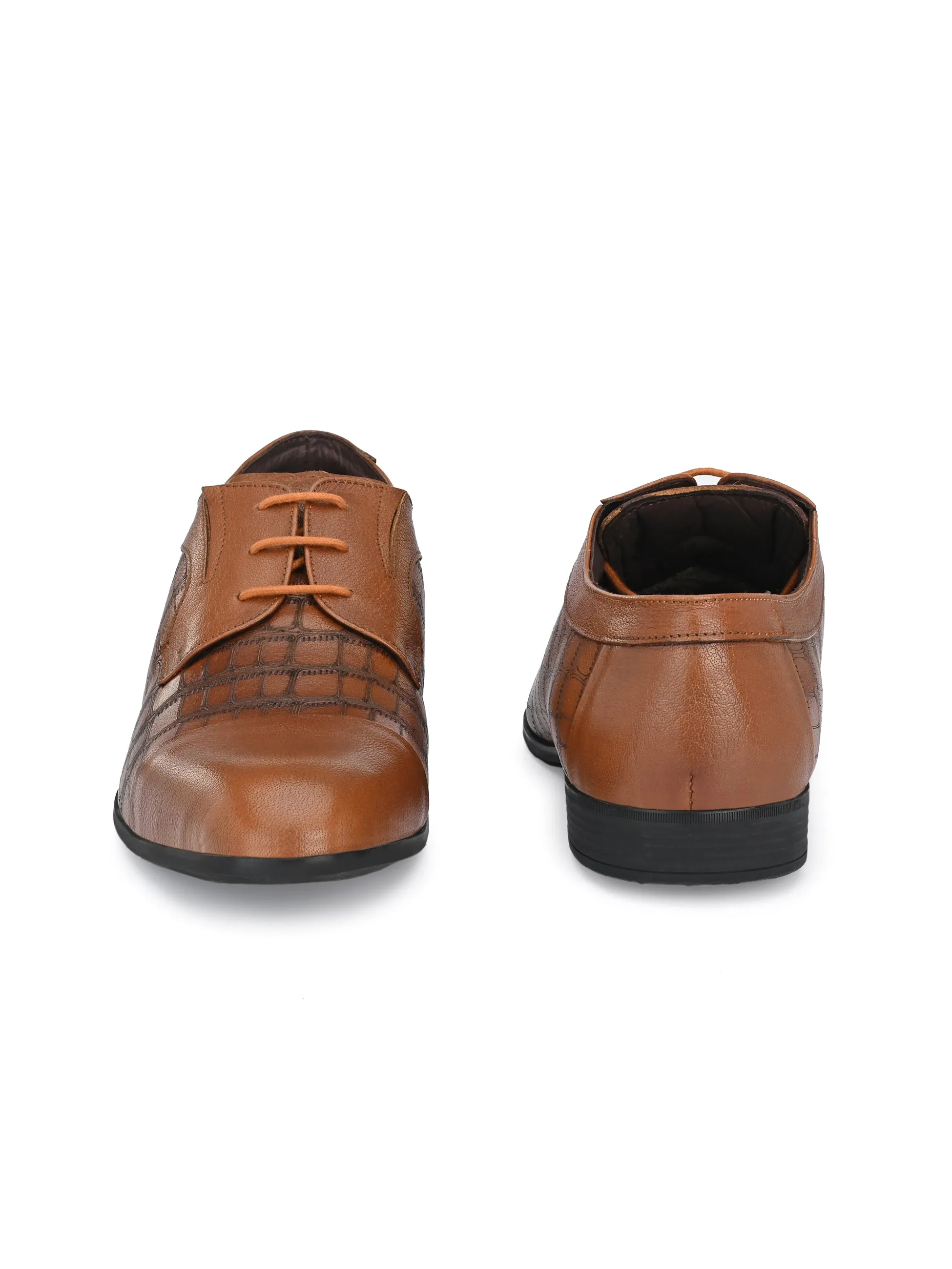 Hitz Men's Tan Leather Semi Formal Shoes