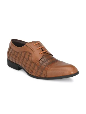 Hitz Men's Tan Leather Semi Formal Shoes