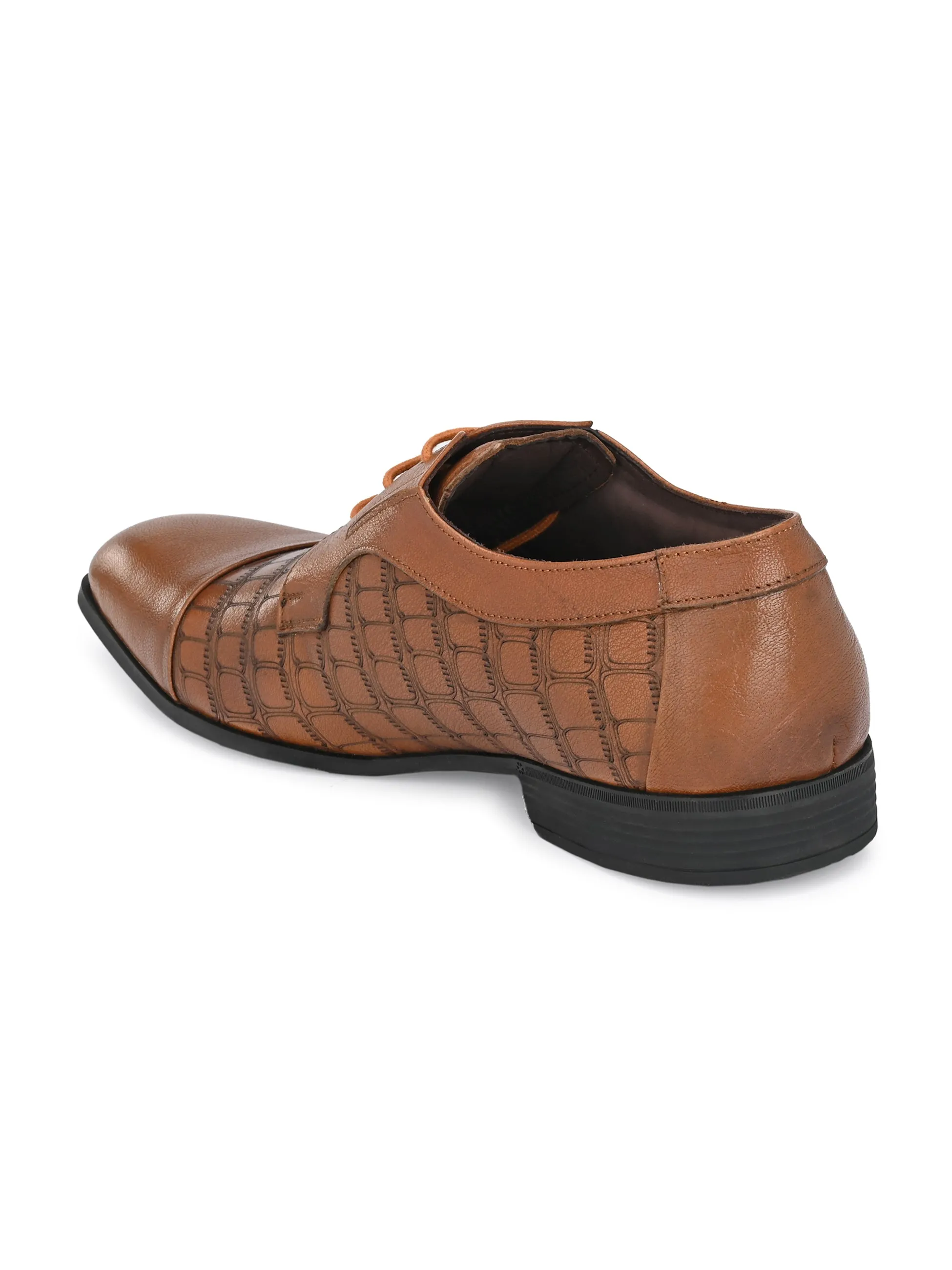Hitz Men's Tan Leather Semi Formal Shoes