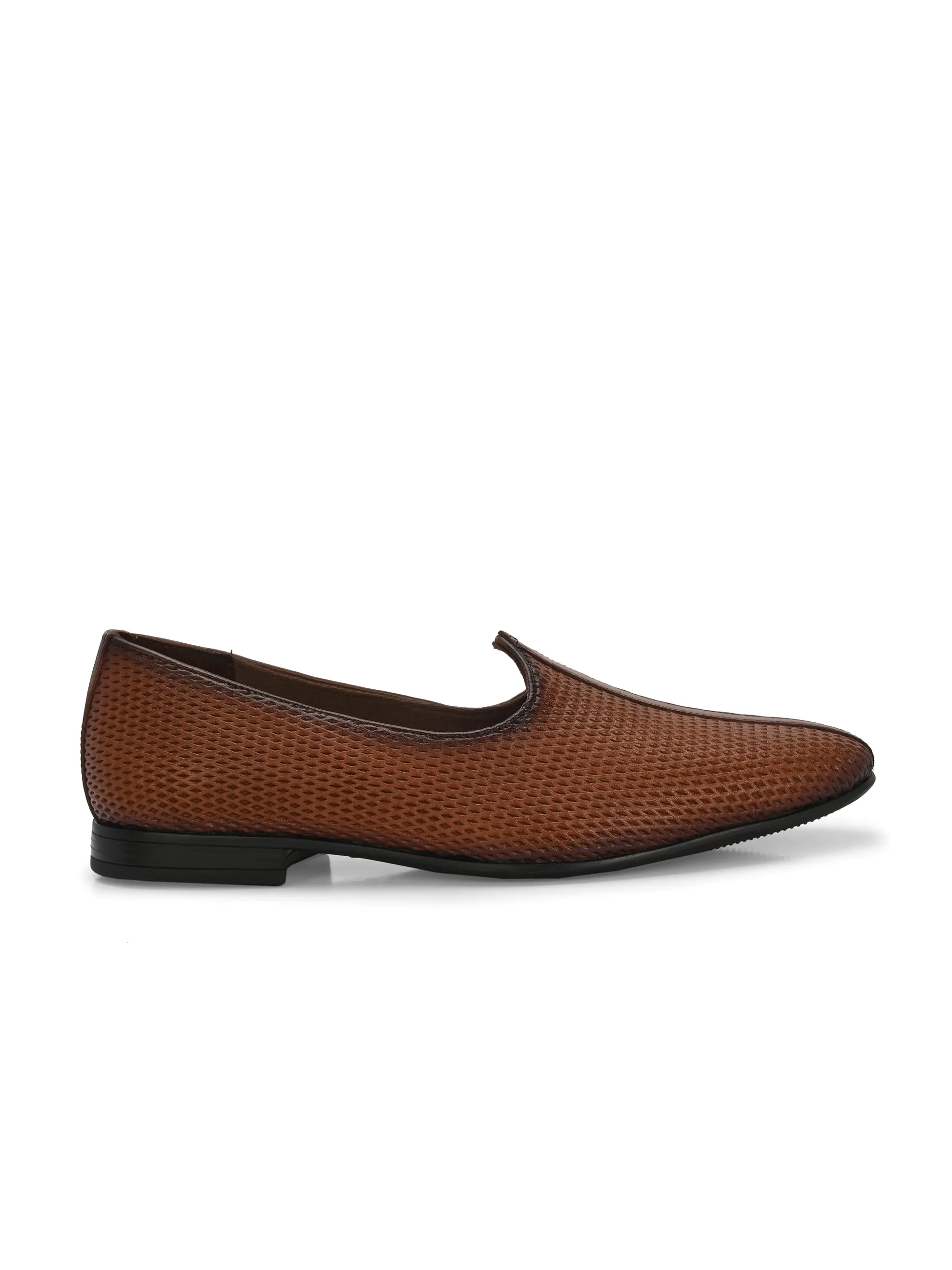 HITZ7563-Men's Tan Leather Ethnic Shoes
