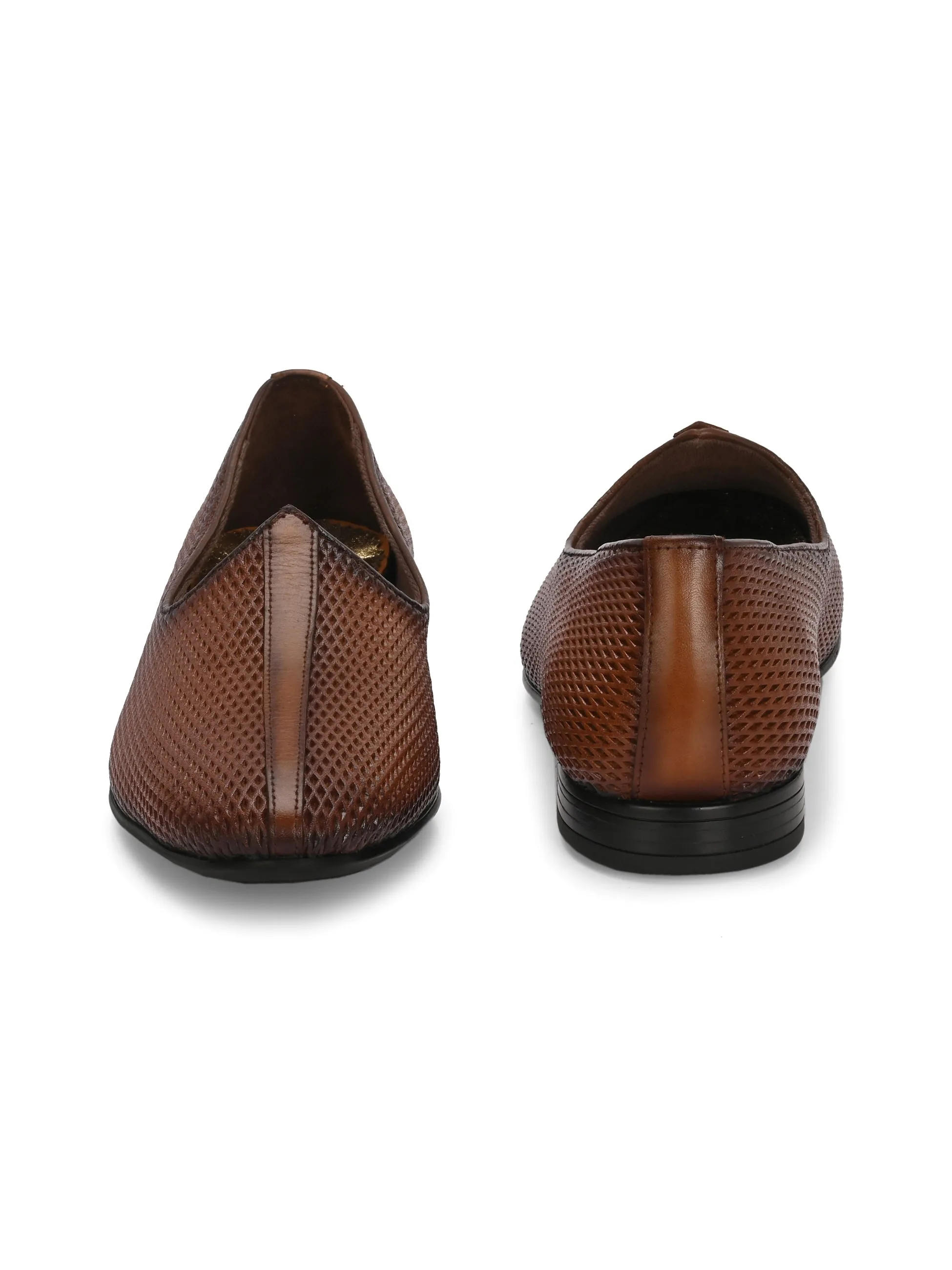 HITZ7563-Men's Tan Leather Ethnic Shoes