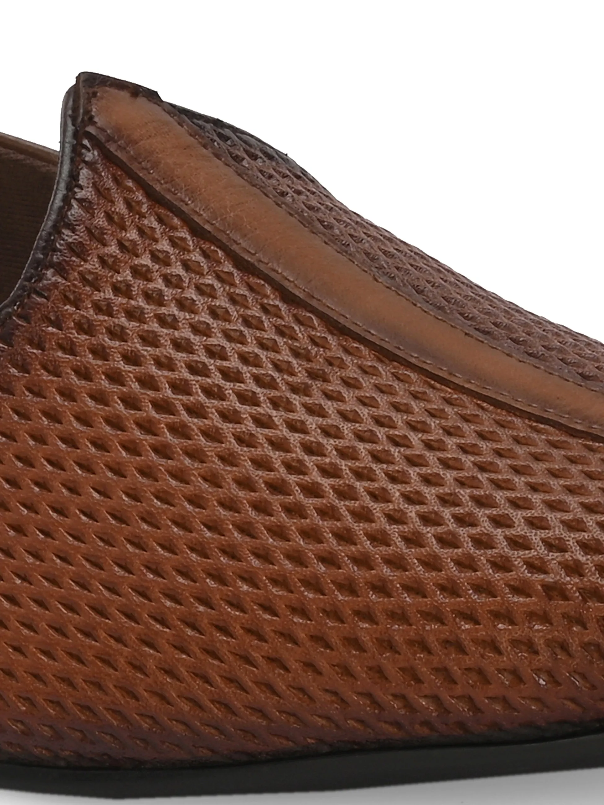HITZ7563-Men's Tan Leather Ethnic Shoes