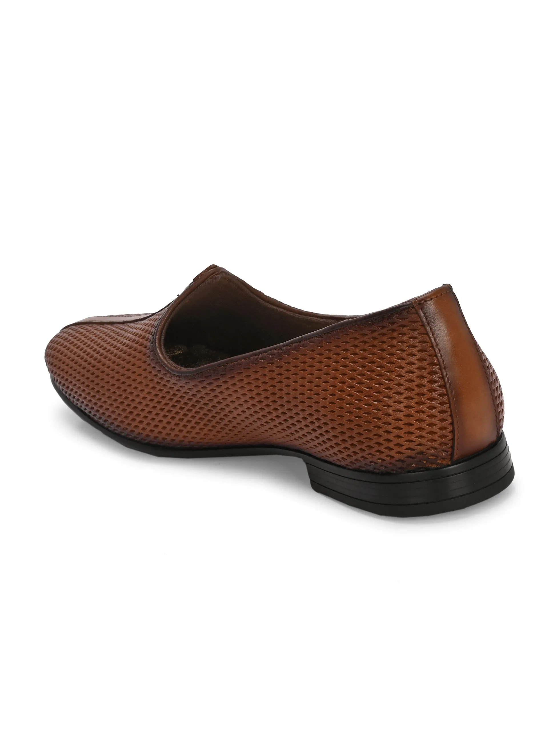 HITZ7563-Men's Tan Leather Ethnic Shoes