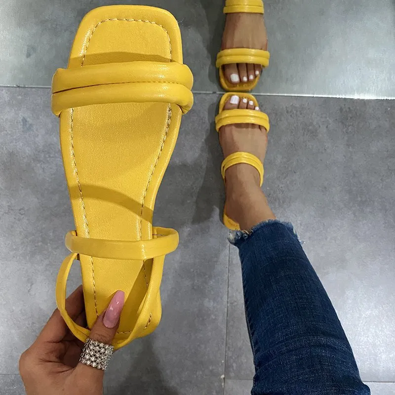 Hot sale flat square toe two-wear sandals