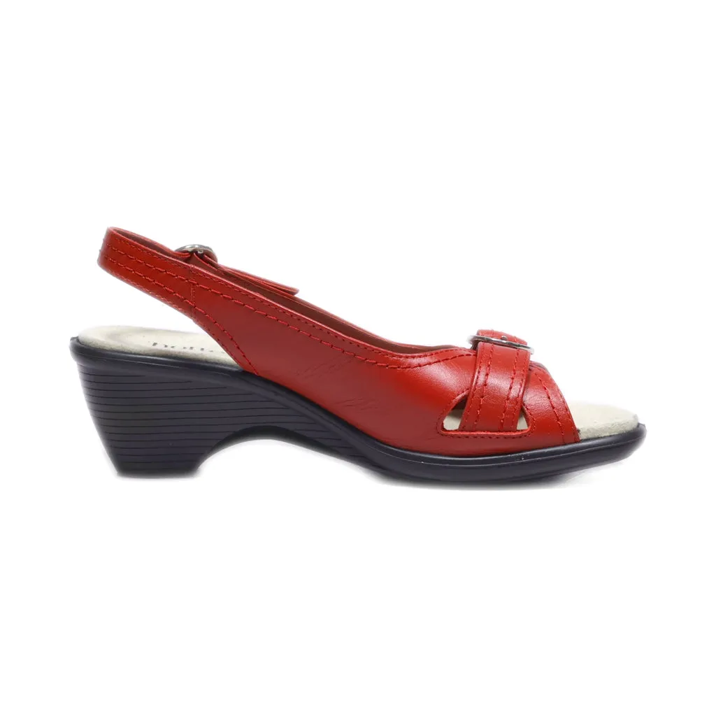 Hotter Mid-Heel Shoes Leather Red Colour For Women