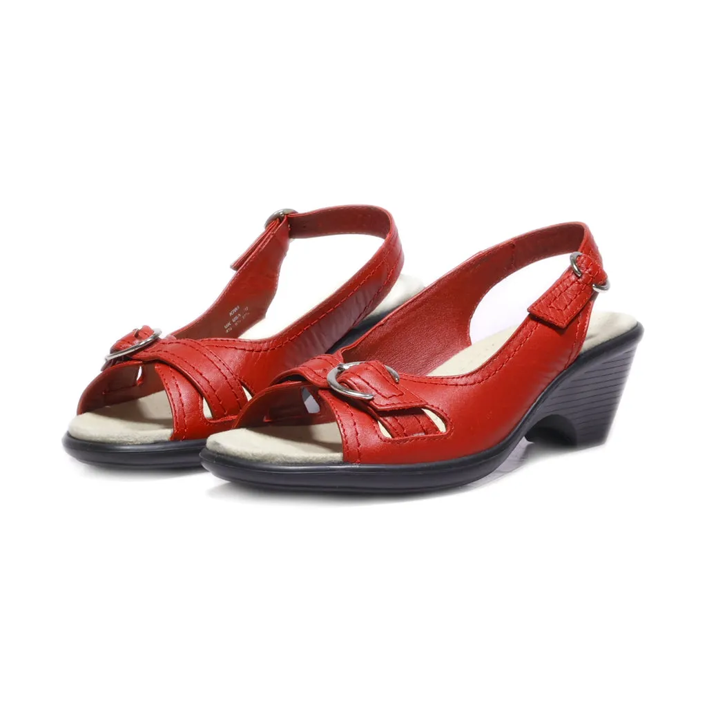 Hotter Mid-Heel Shoes Leather Red Colour For Women