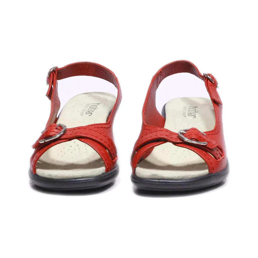 Hotter Mid-Heel Shoes Leather Red Colour For Women
