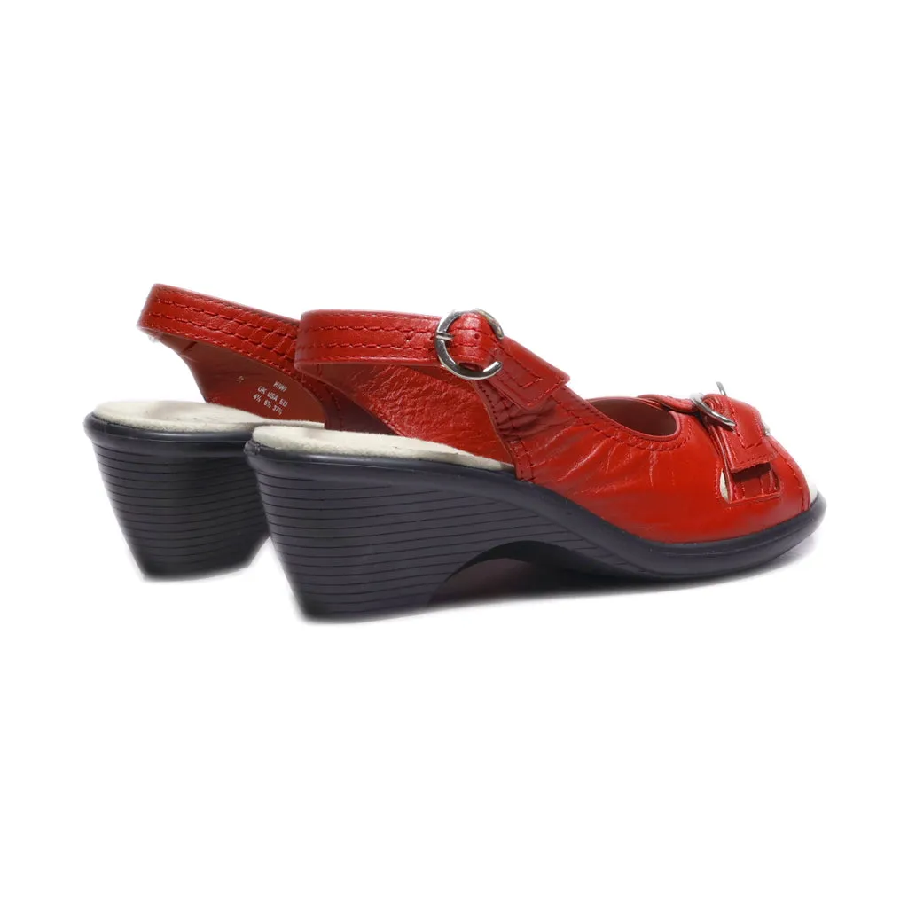 Hotter Mid-Heel Shoes Leather Red Colour For Women