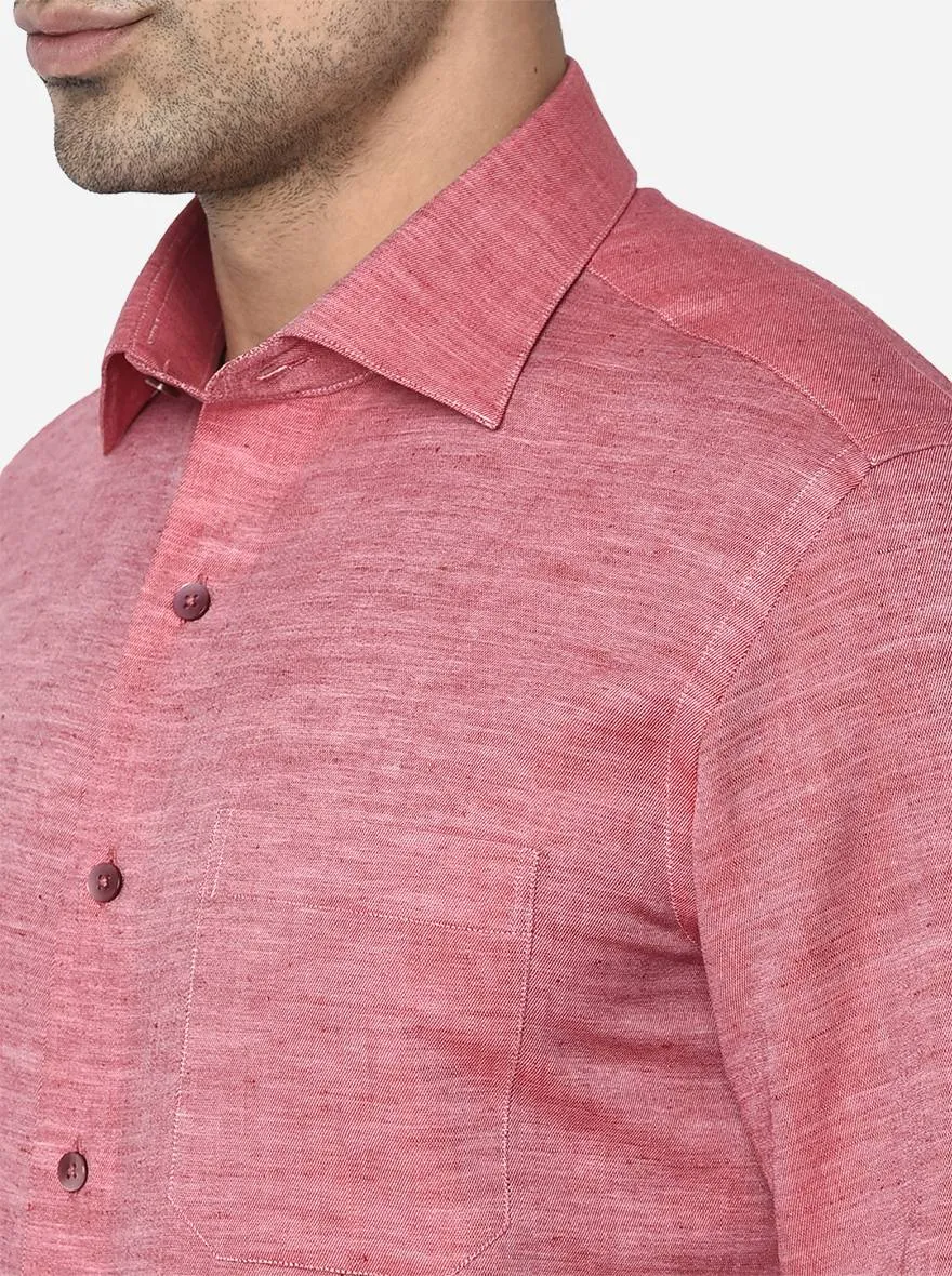 Island Pink Solid Slim Fit Formal Shirt | Metal