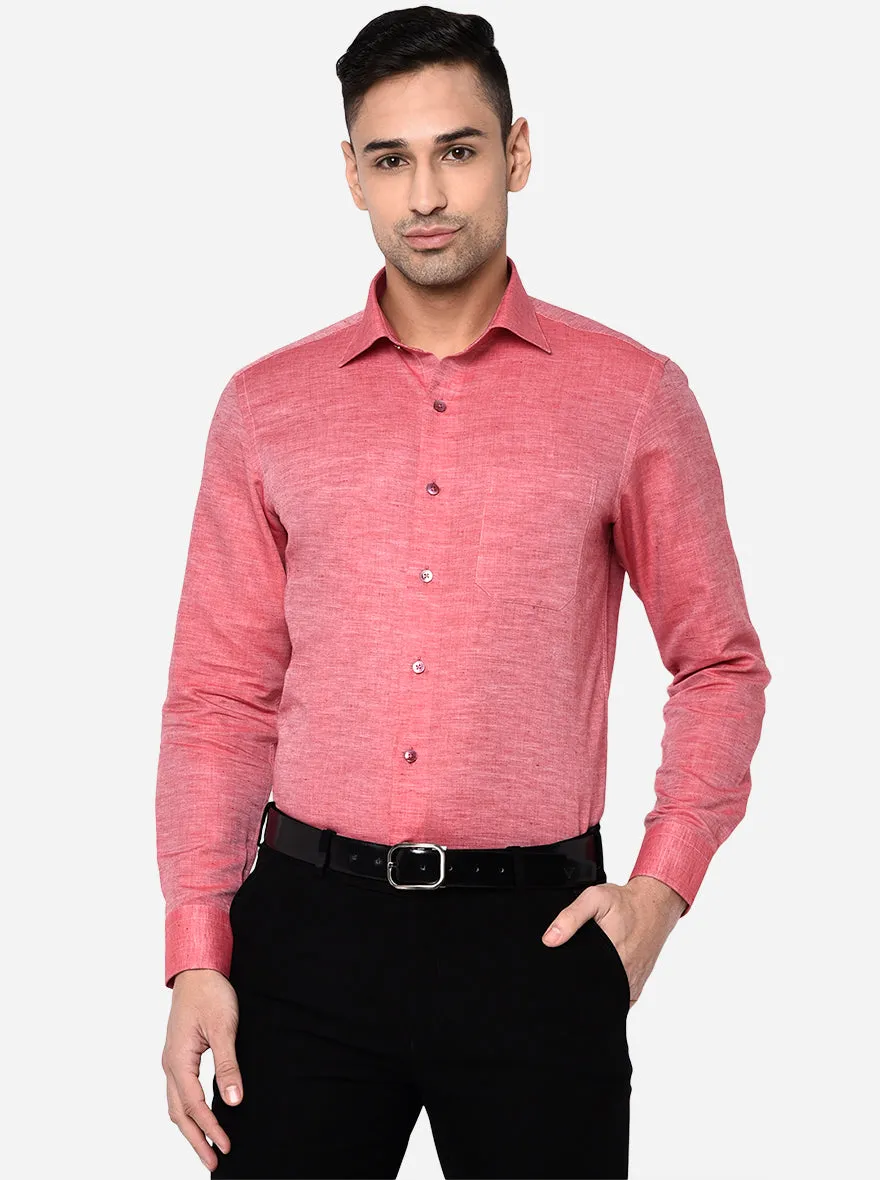 Island Pink Solid Slim Fit Formal Shirt | Metal