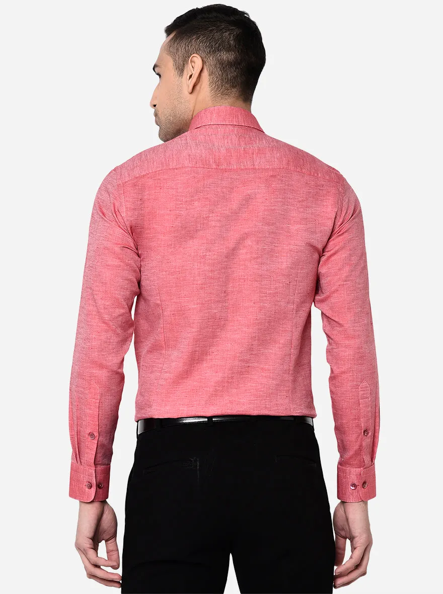 Island Pink Solid Slim Fit Formal Shirt | Metal