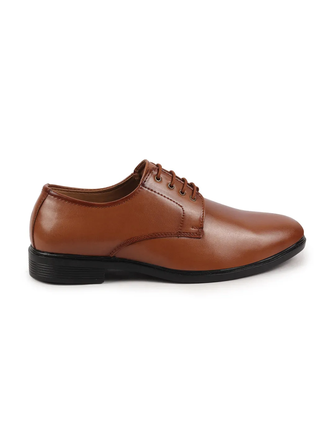Men Tan Formal Dress Lace Up Derby Shoes With Cushioned Footbed For Office|Work