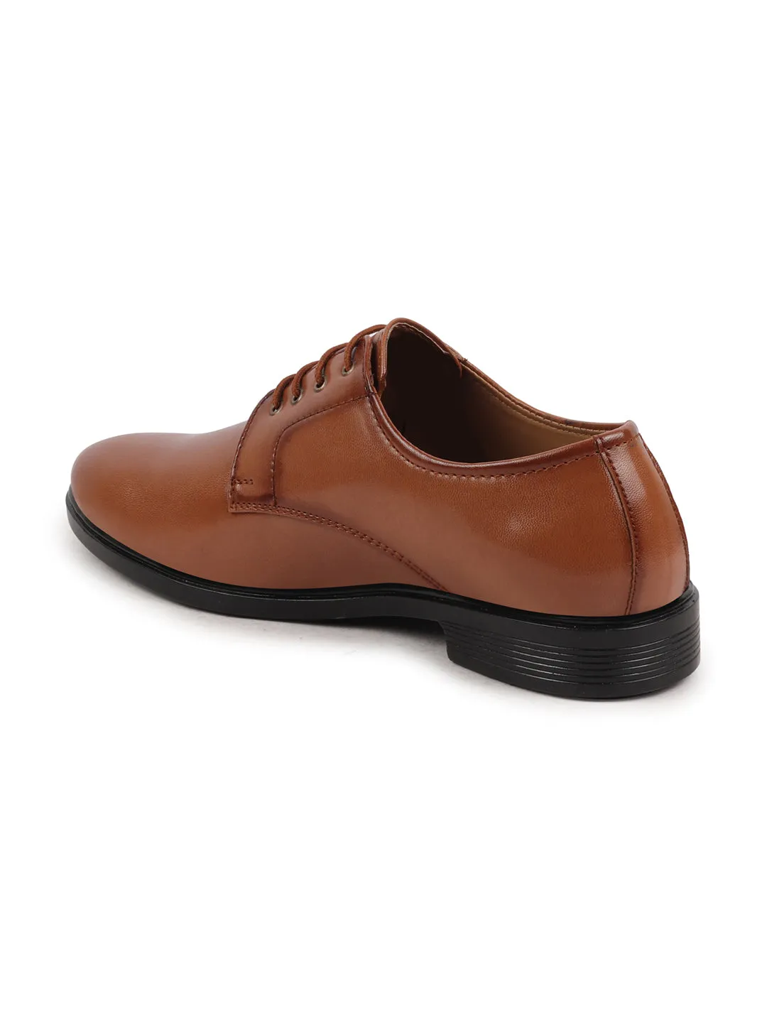 Men Tan Formal Dress Lace Up Derby Shoes With Cushioned Footbed For Office|Work