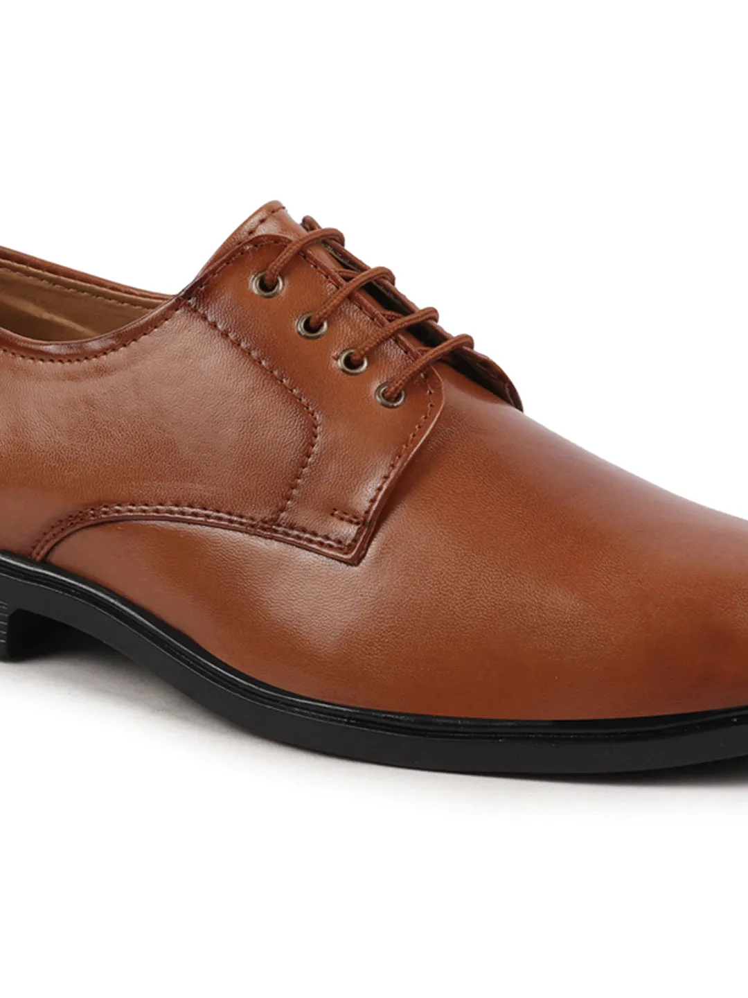 Men Tan Formal Dress Lace Up Derby Shoes With Cushioned Footbed For Office|Work