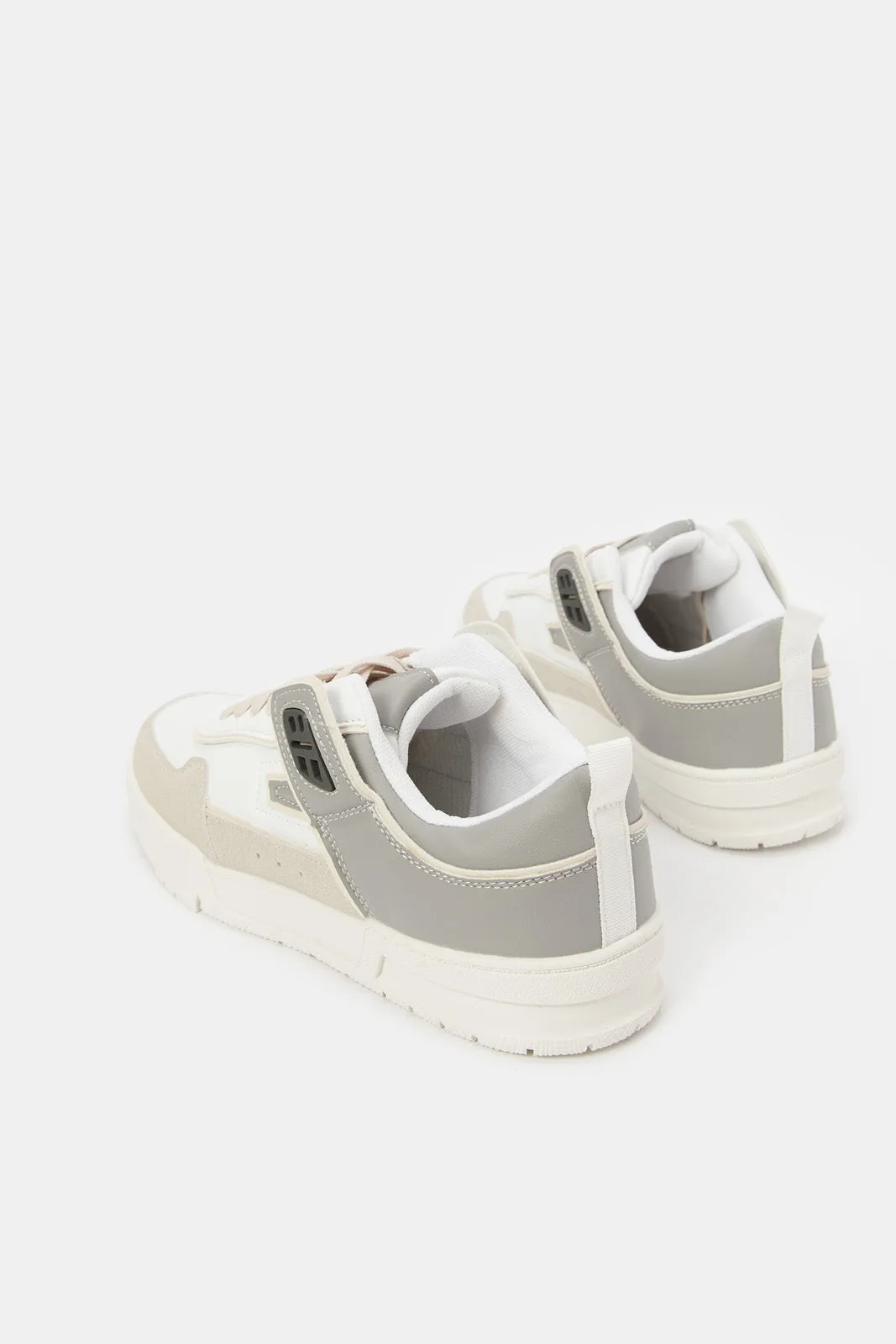Men White Material Block Skate Shoe