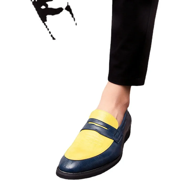 Men's large British pointy men's shoes one foot casual heightening shoes new thick soled wear-resistant shoes