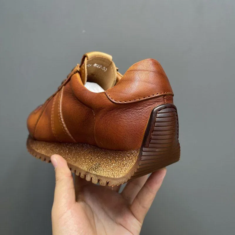 Men's retro genuine leather lightweight sports casual shoes