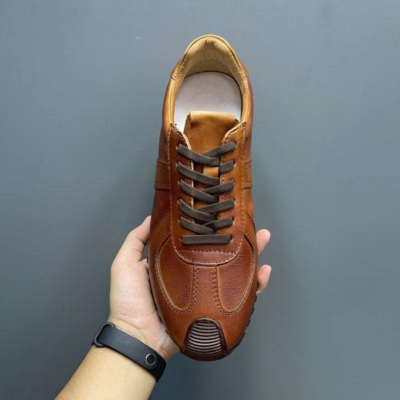 Men's retro genuine leather lightweight sports casual shoes