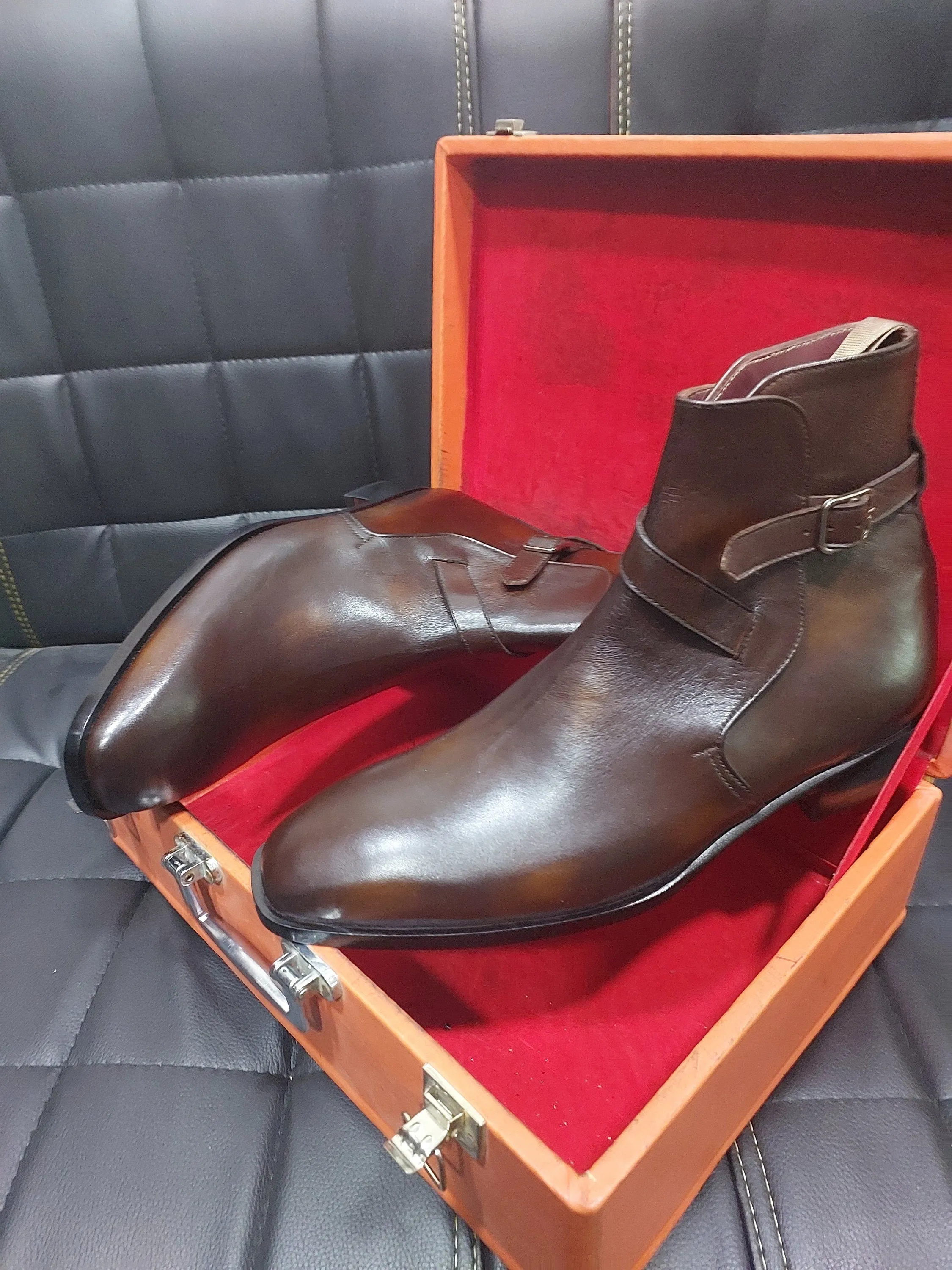 New Men's Handmade Formal Shoes Brown Ankle High Chelsea Stylish Boots