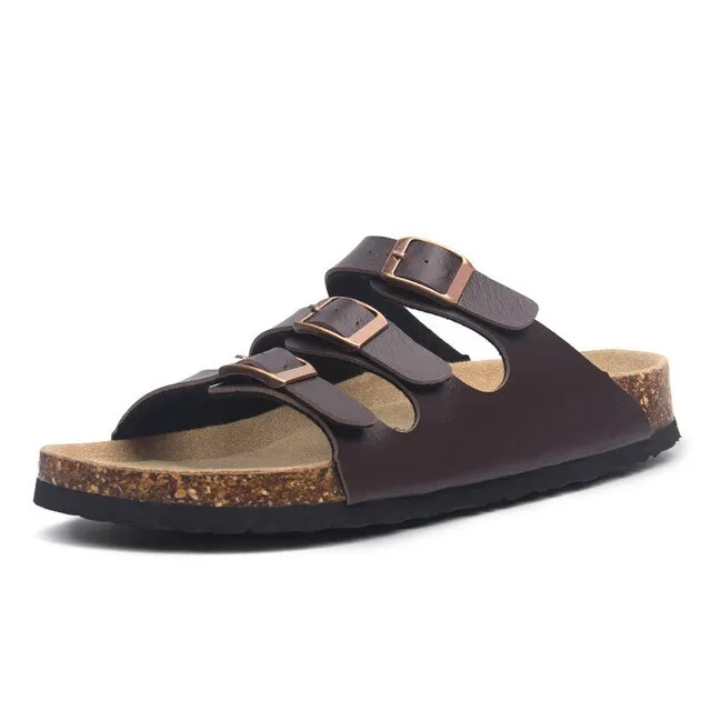 New Style Summer Buckle Cork Slipper Women Flat Shoes – 2025 Casual Mixed Color Beach Slides, Flip Flops