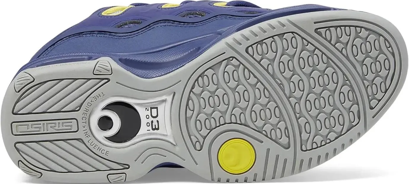 Osiris D3 2001 Cadet Blue Yellow Mens Skate Trainers Shoes