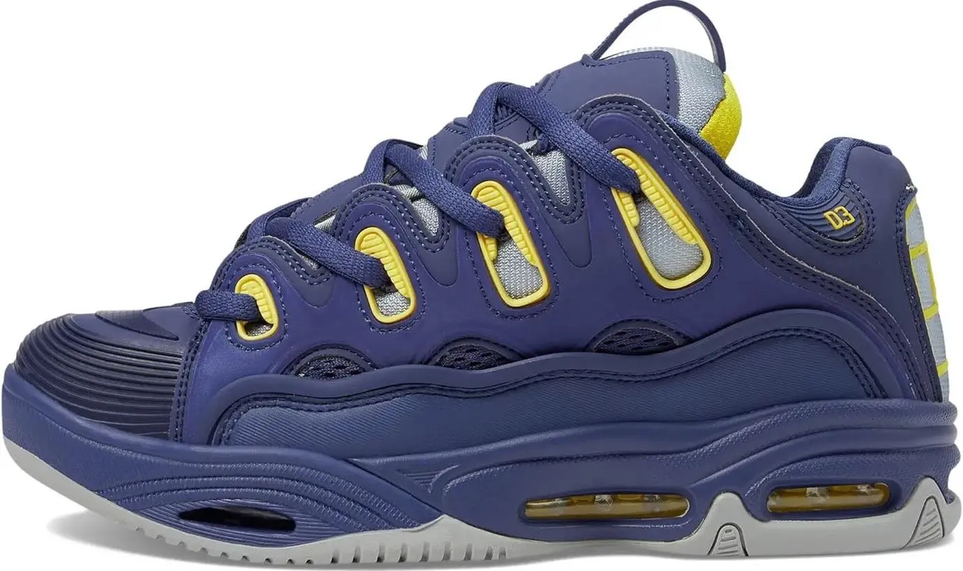 Osiris D3 2001 Cadet Blue Yellow Mens Skate Trainers Shoes