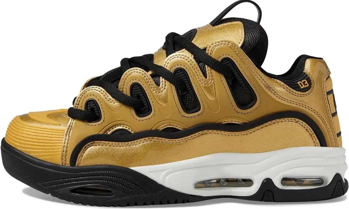Osiris D3 2001 Gold Black White Mens Skate Trainers Shoes