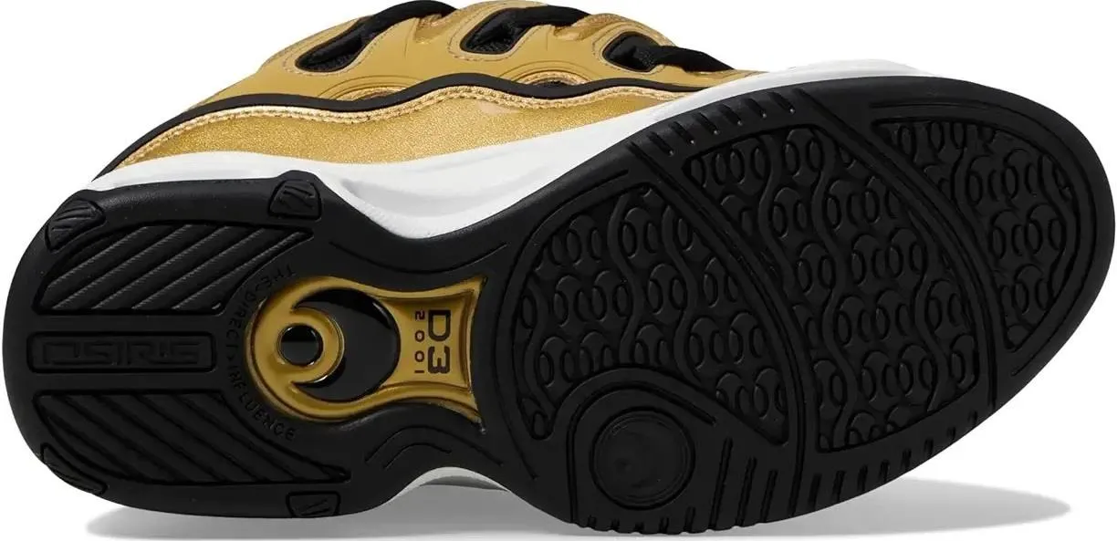 Osiris D3 2001 Gold Black White Mens Skate Trainers Shoes