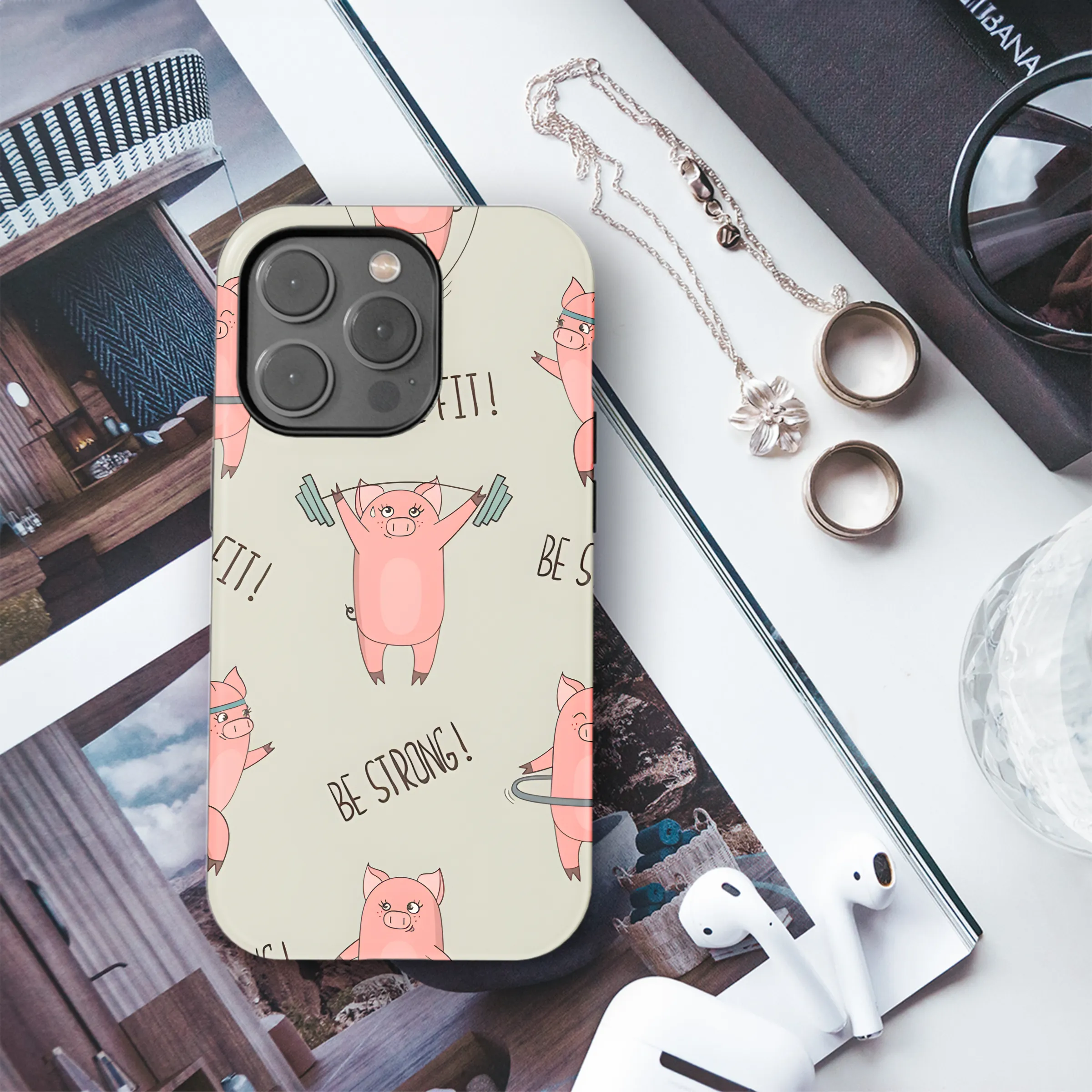 Pig Exercise GYM Phone Case iPhone Samsung Cover Pixel 2711
