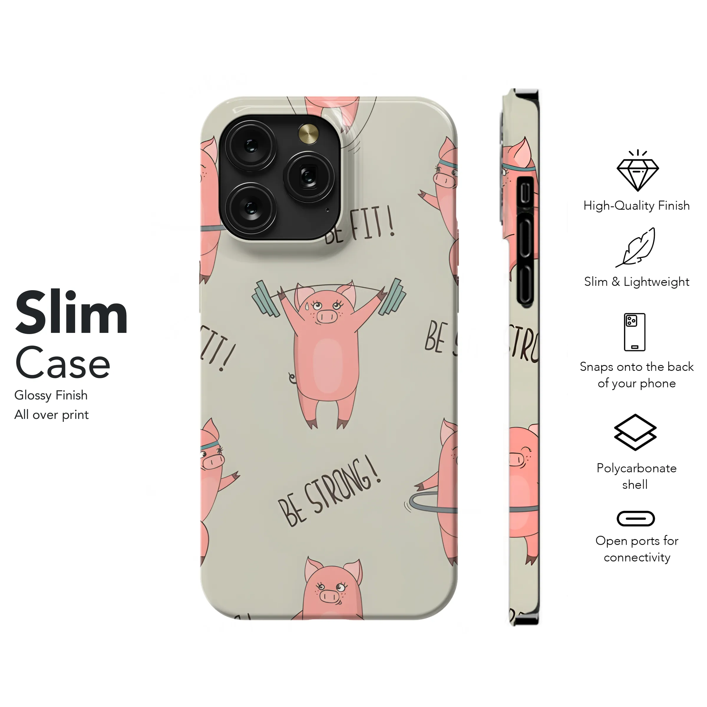 Pig Exercise GYM Phone Case iPhone Samsung Cover Pixel 2711