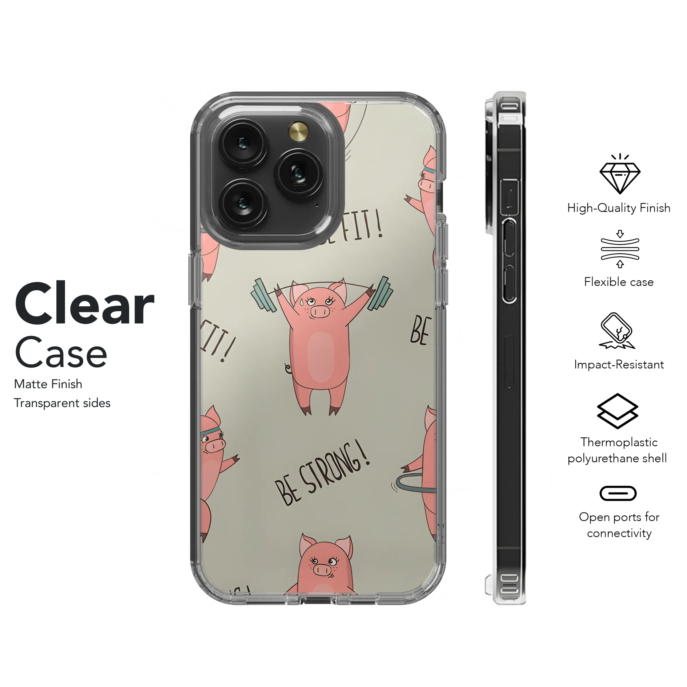 Pig Exercise GYM Phone Case iPhone Samsung Cover Pixel 2711