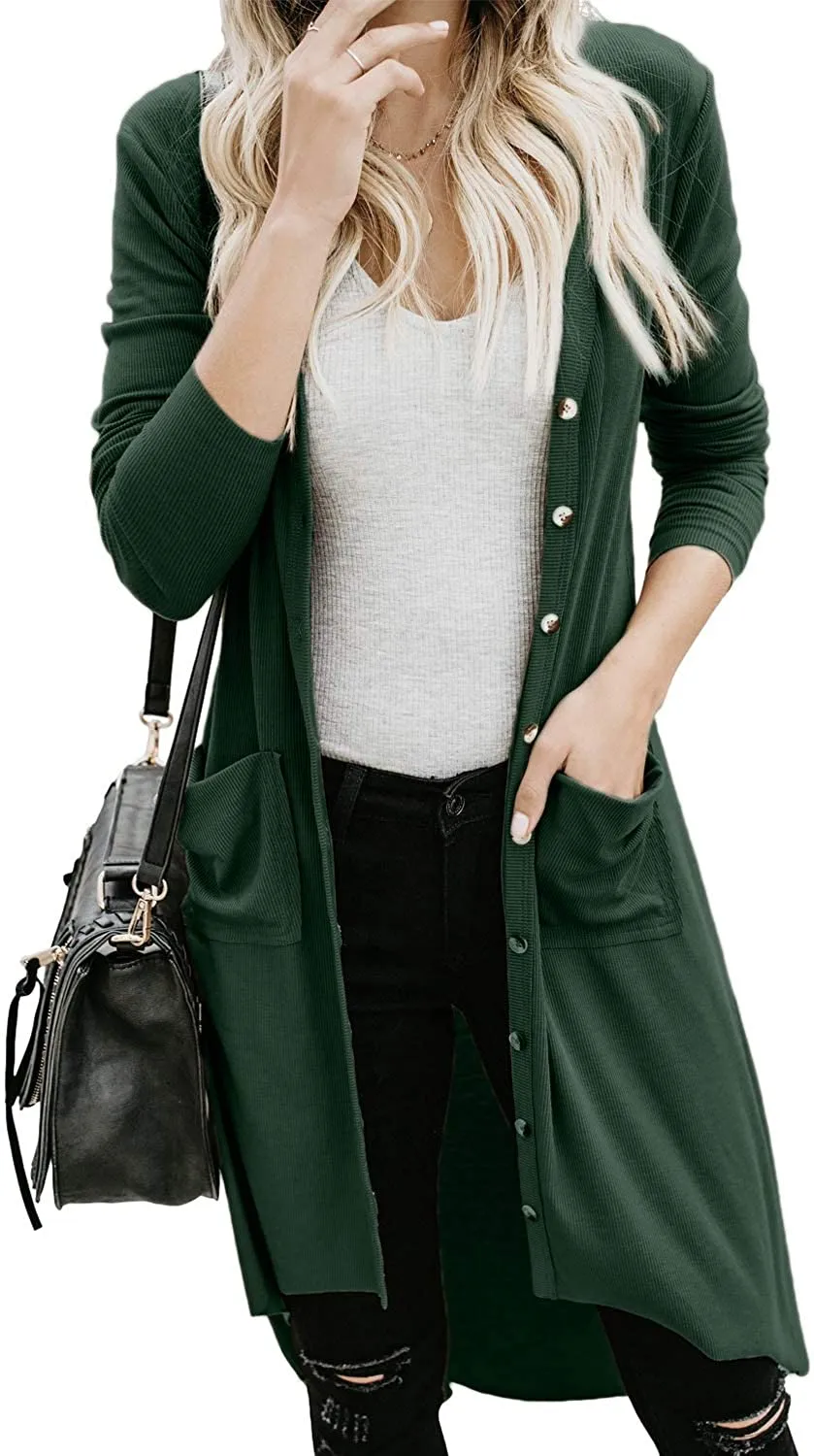Queen Women’s Open Front Cardigan Button Down Knitted Cardigan