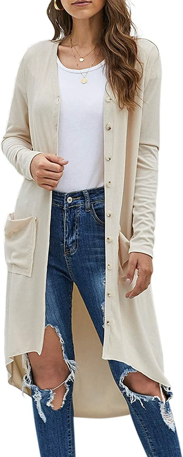 Queen Women’s Open Front Cardigan Button Down Knitted Cardigan