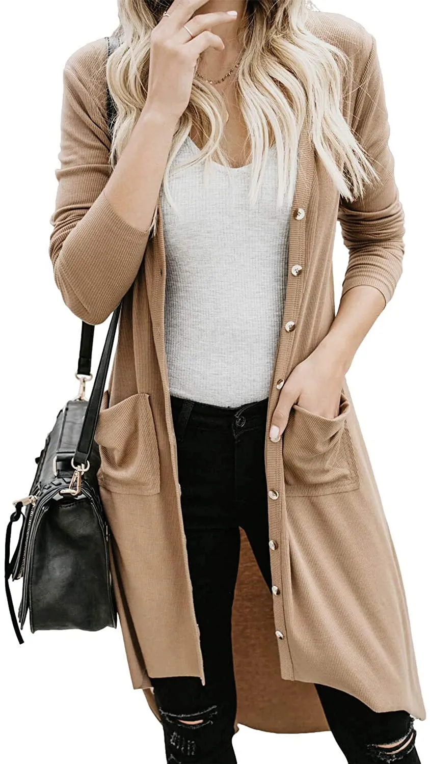 Queen Women’s Open Front Cardigan Button Down Knitted Cardigan